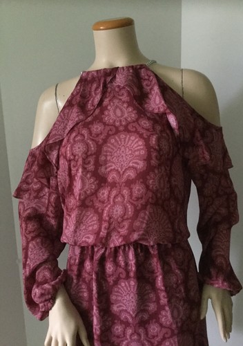 NEW Michael Michael Kors Chain Halter Neck, Cold Shoulder Sleeve Dress (Size 8) - Picture 3 of 12