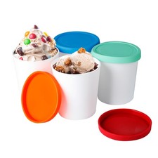 Ice Cream Containers for Homemade 4 Pack - 1 Quart Each , Reusable PP Plasti...