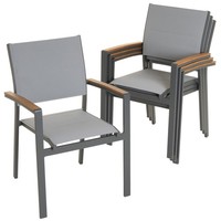 4Er Set Gartenstuhl Stapelstuhl Terrasse Anthrazit Alu Teslin Mit Armlehnen