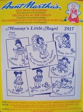 Aunt Marthas 3917 Mommys Little Angel DOW Dish Towel Embroidery Transfer Pattern