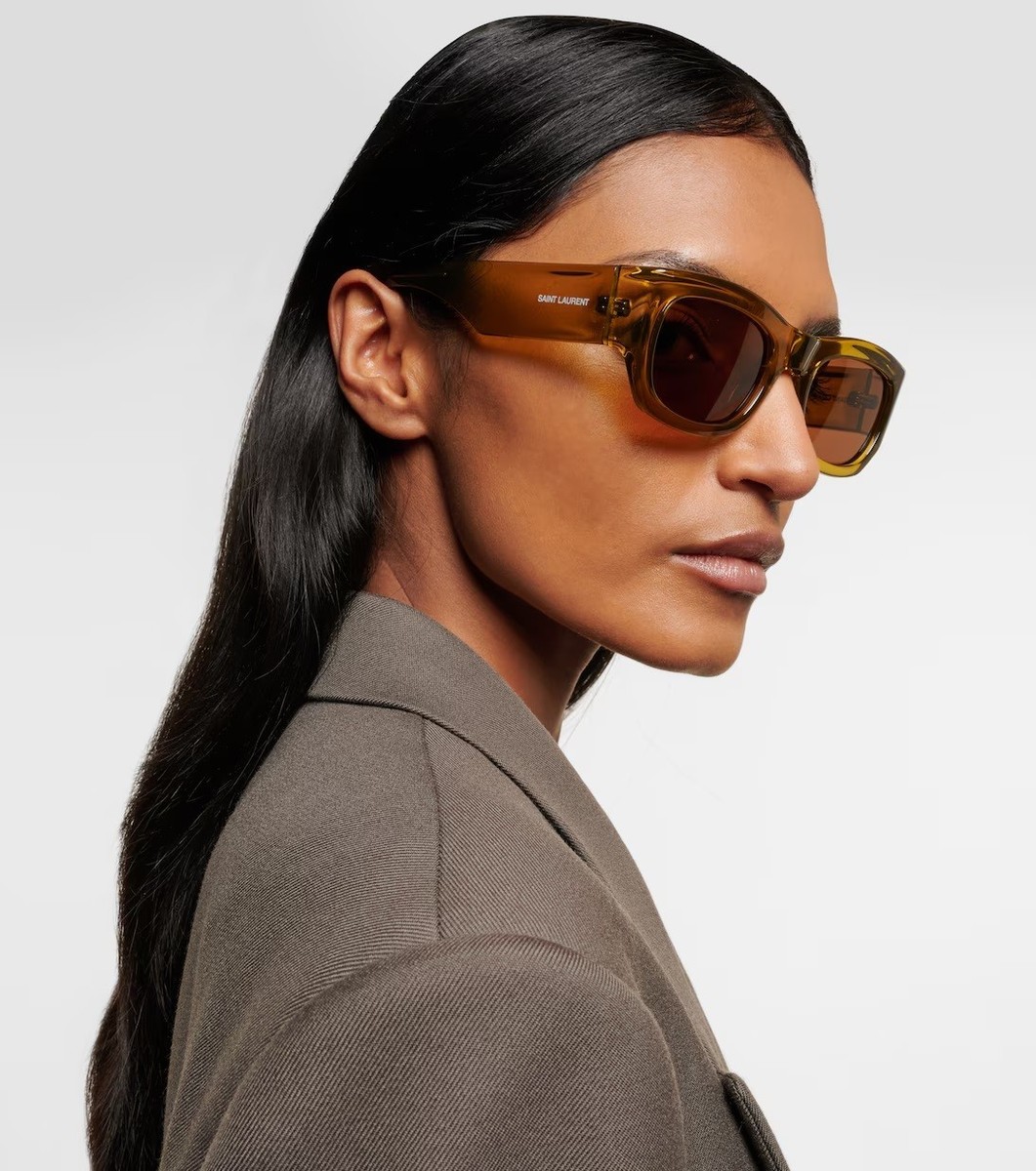 NEW Saint Laurent SL713 003 Transparent Brown Rectangle Unisex Sunglasses New SAINT LAURENT SL713 004 Transparent Acid Green/Brown 53  main image 4
