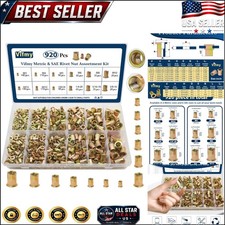 Durable Rivet Nut Assortment Kit, 920 Pcs - Zinc Plated for Extra Protection