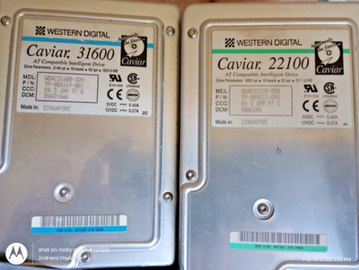 WESTERN DIGITAL WD CAVIAR 22100 2.1GB & 31600 1.6GB 1997 IDE HARDDRIVES LOT