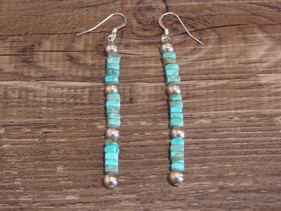 Native American Turquoise Stone & Navajo Pearl Dangle Earrings - Jake