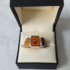 Amber Sterling Silver Ring