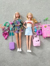 Bundle of Two Barbie Travel Dolls with Accessories Mattel
