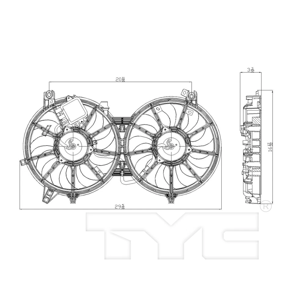 Conjunto de ventilador condensador y radiador doble TYC para Infiniti M37 2011-2013 3,7 L V6 Foto 3 de 4
