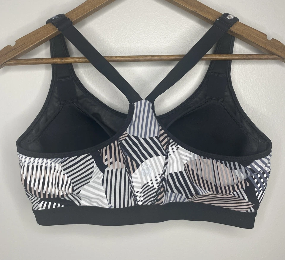 Victoria’s Secret VSX Sport Knockout Bra Front Zip Size 38D Black Geometric - Image 3 of 4