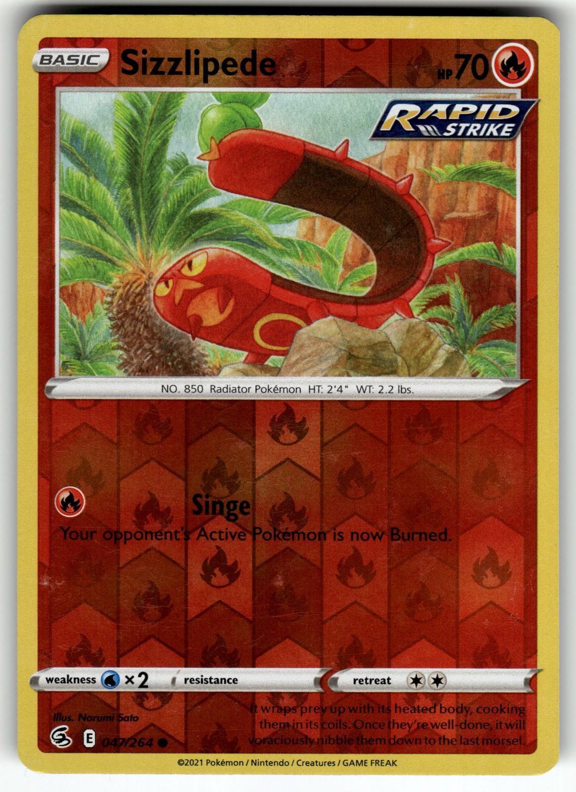 Sizzlipede (47) 047/264 SWSH08: Fusion Strike LP Pokemon Card TCG