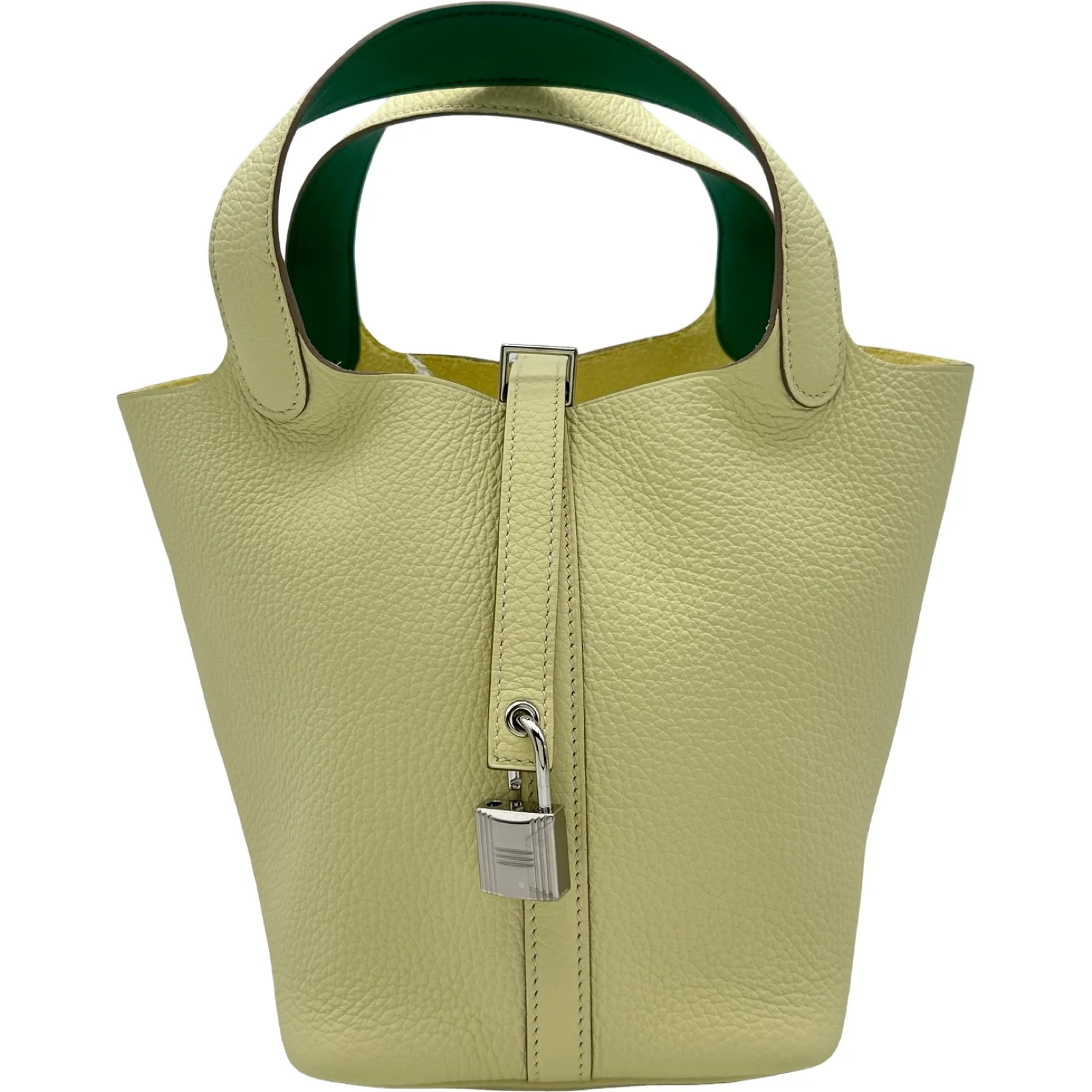 HERMES Picotin Lock PM Éclat Yellow / Green Taurillon Leather Handbag #OKB5895