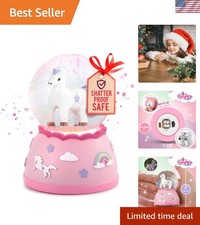 Miniature Shatterproof Unicorn Snow Globe - Handpainted Plastic Globe with Li...