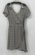 Sienna Sky Wrap Dress Dotted Black /Beige Off Shoulder Womens Size Medium NWT