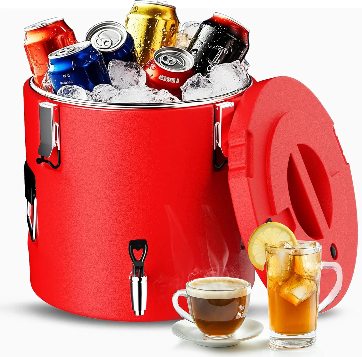 4 Gallon Insulated Beverage Dispenser - Stainless Steel Coffee Carrier