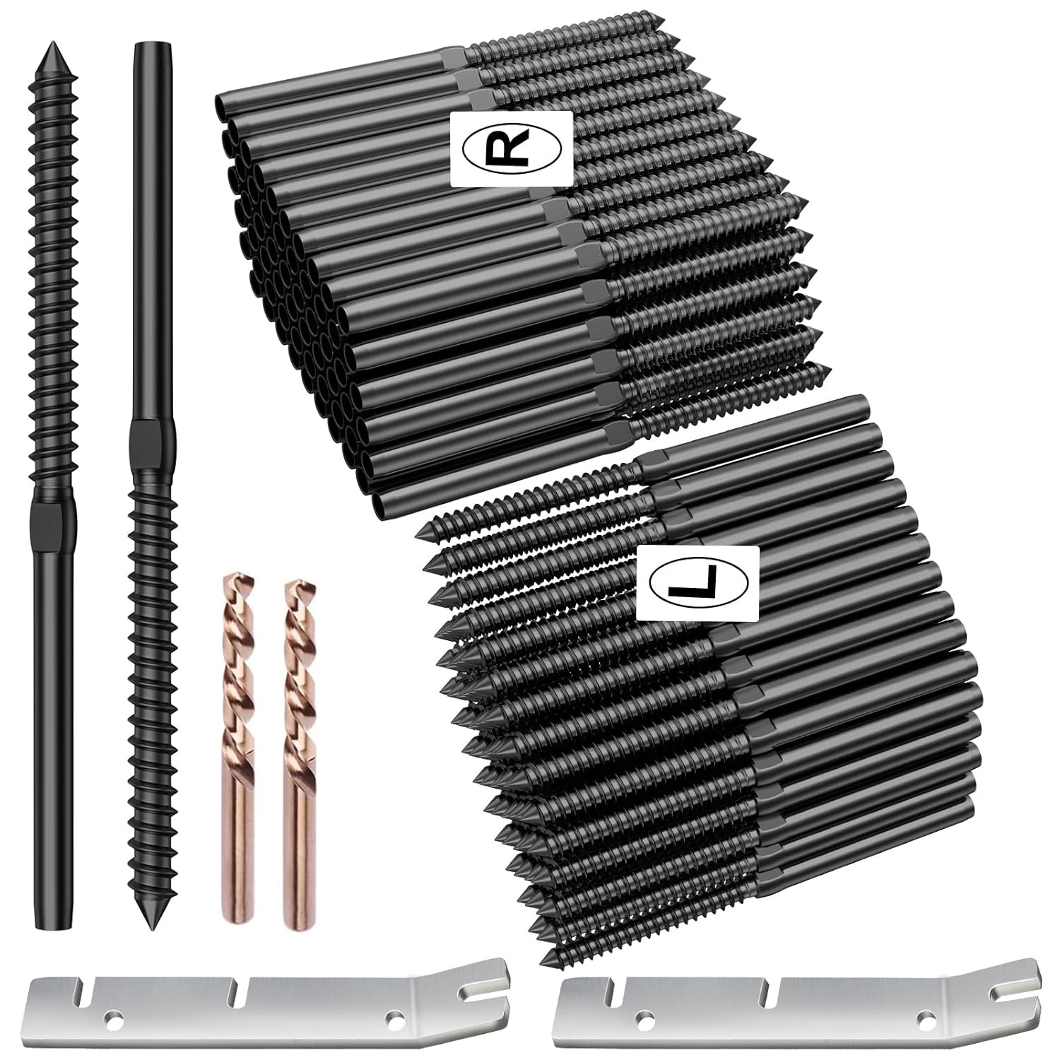 100 Pack T316 Stainless Steel Black Right&Left Handed Thread Swage Lag Screws fo