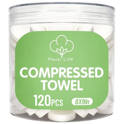 HERB LIFE 120 Pcs Mini Compressed Towels, Disposable Face Compressed Towel, Compressed ...