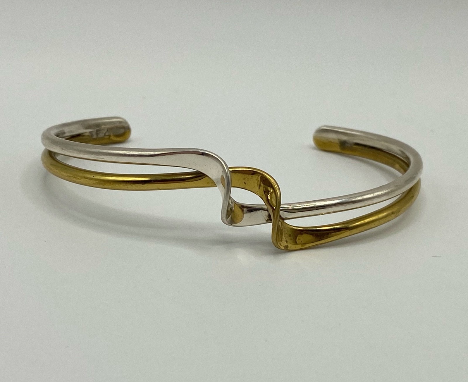 Signed Handcrafted Twisted Wave Sterling Silver &… - image 1