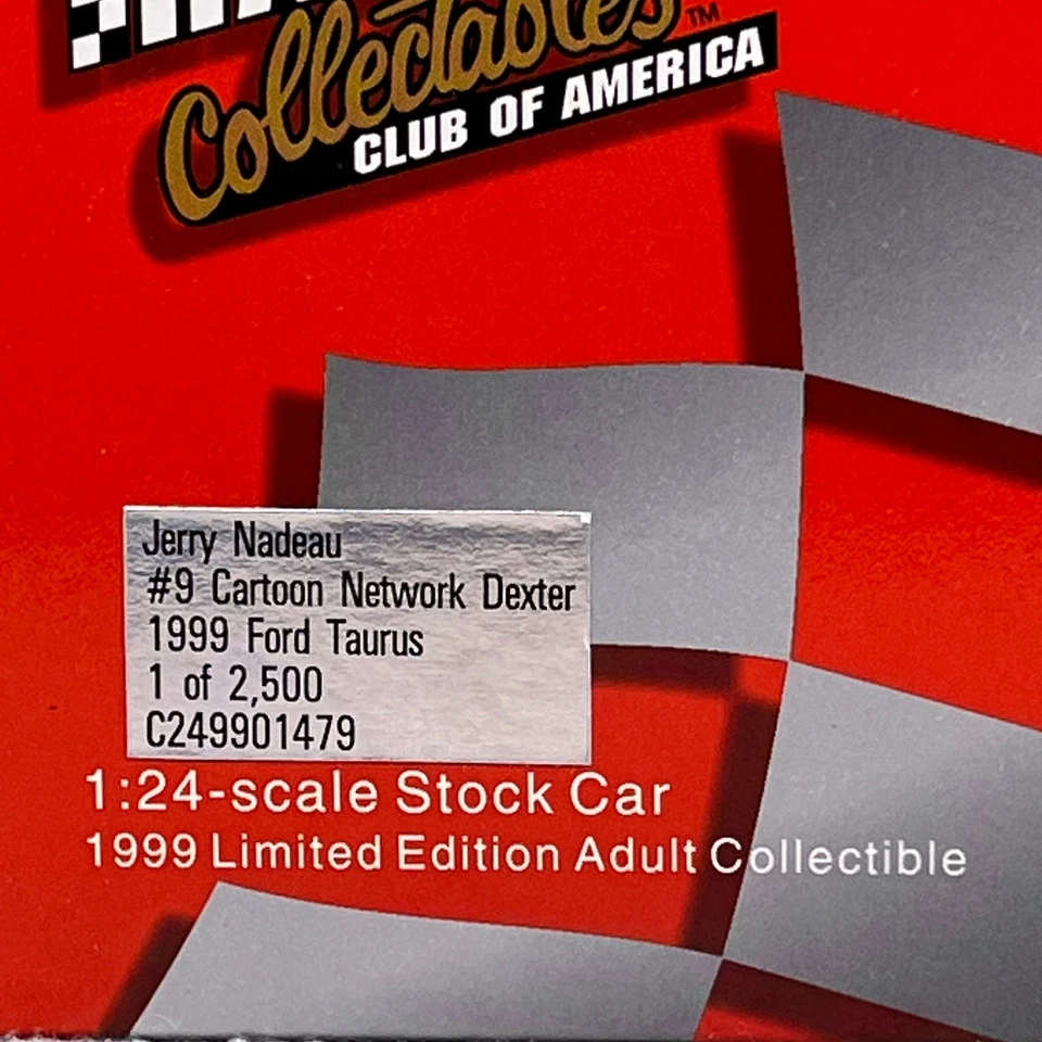 Jerry Nadeau #9 Cartoon Network Dexter 1999 Ford Taurus 1:24 Bank Diecast Action - Image 3 of 4