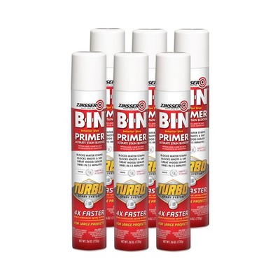 Zinsser B I N Turbo Spray Primer 26Oz Pack Of 6 Ultimate Stain Blocker