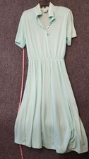 Vtg Teal Carriage Court Dress Womens 16 Knit Shirt Fit & Flare Summer