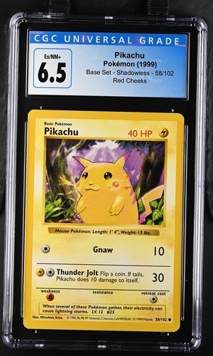 Pikachu (Shadowless) graded CGC 6.5 for sale on eBay