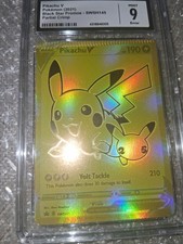 Pikachu V 2021 Pokemon Celebrations #145 Gold UPC Promo Full Art error crimped 