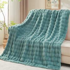 NEWCOSPLAY Throw Blanket for Couch Light Teal Super Soft Flannel Fleece 3D Bu...