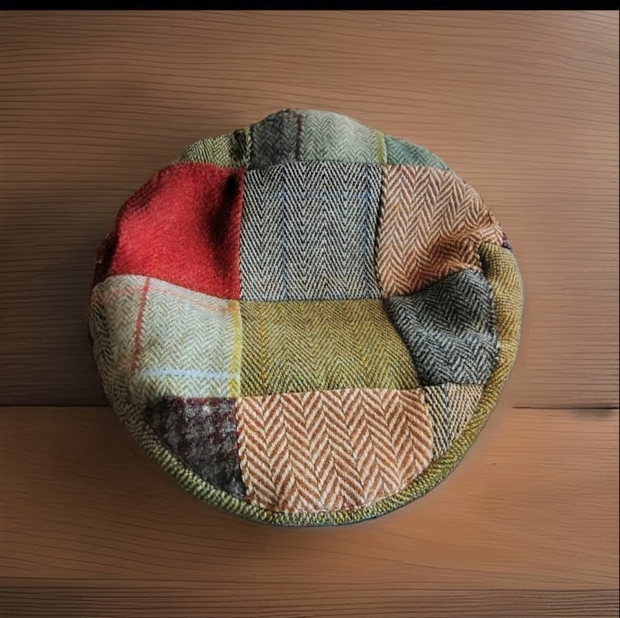 Celtic Weave Wool Tweed Irish Patchwork Flat Cap … - image 1