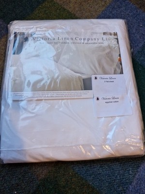 Victoria Linen Company weiß ägyptische Baumwolle flaches Laken einzeln brandneu in Tasche2