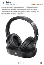 DYTOLE Wireless Headphones Multi-Function Transmitter with Charging Base for TV