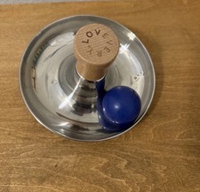 Lovevery Metal and Wood Spinning Top Toy with Blue Handle for Ages 3-11 Years
