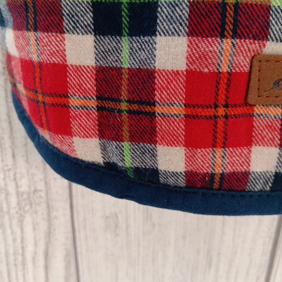 Abrigo Eddie Bauer Perro Grande Azul Marino Rojo Tartán Cuadros Chaqueta Forrada de Vellón 35-65 lb Foto 4 de 4