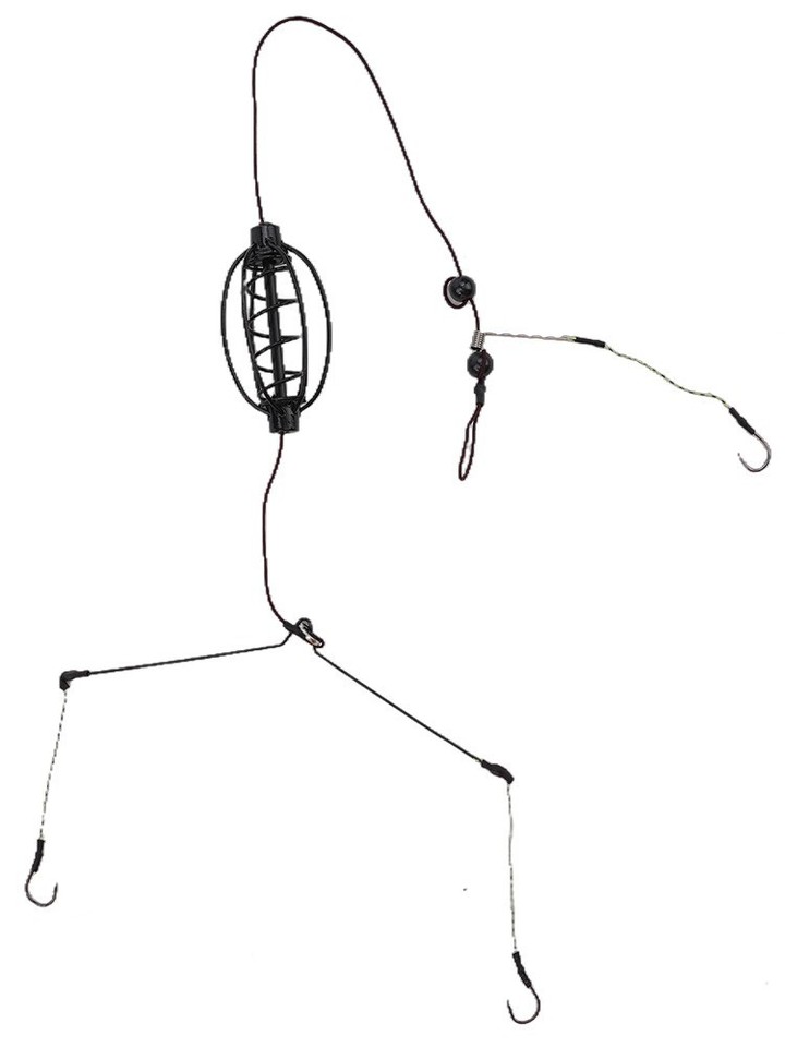 Carp Fishing Tackle Set Featuring Inline Feeder and Bait Cage Hook Rig ...