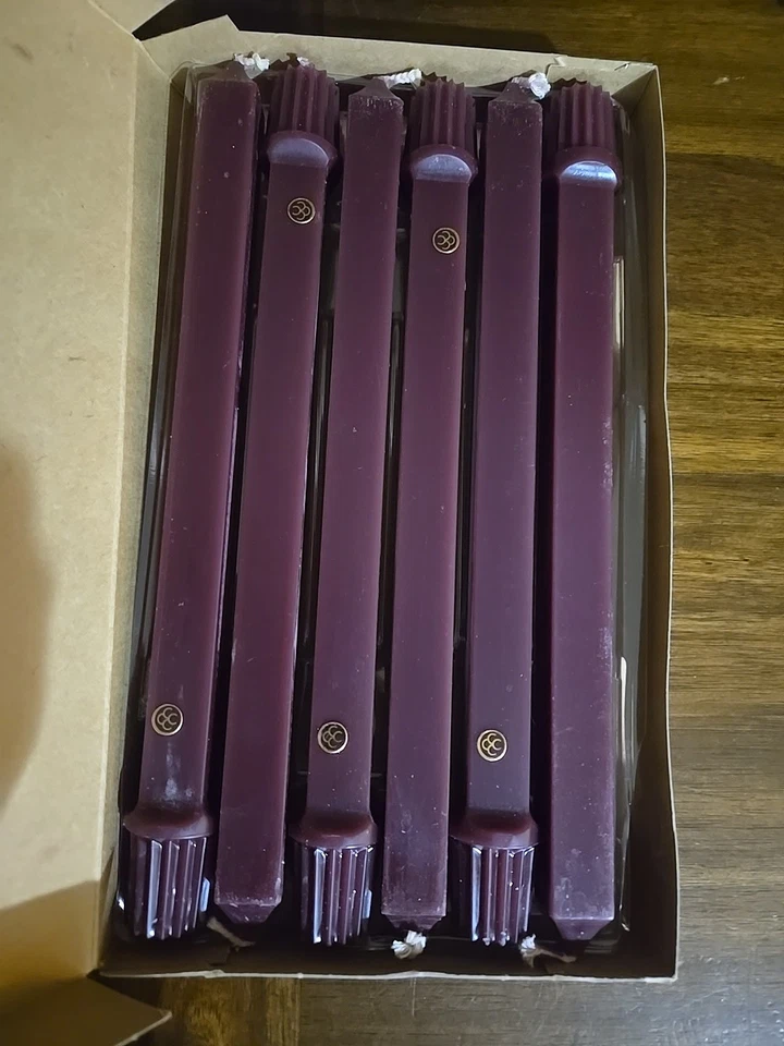 PartyLite 10"栗色紫色无香晚餐蜡烛6包方形美国复古 — 第 3/3 张图片