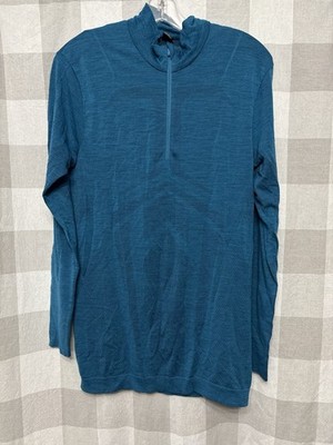 Helly Hansen Women s 1/4 Zip Jacket Size Medium Long Sleeve Blue Wool Blend