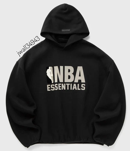 Felpa con cappuccio pullover Fear of God NBA x ESSENTIALS nera NUOVA
