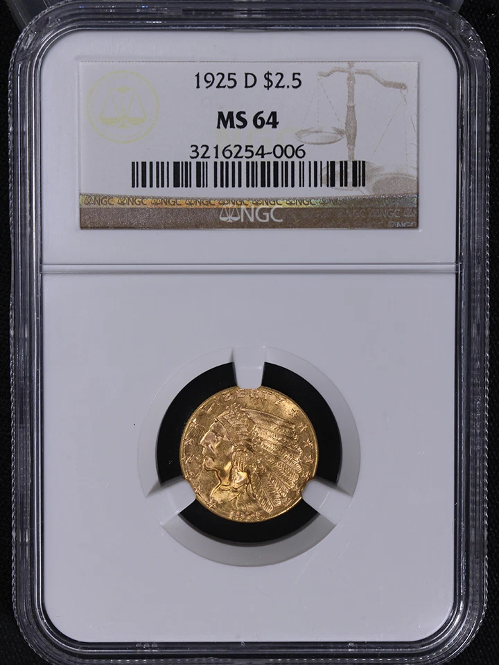 1925-D Indian Gold $2.50 NGC MS64 Superb Eye Appeal Strong Strike - Image 3 of 4