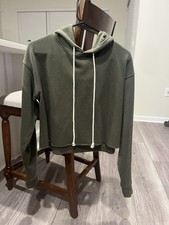 Target Wild Fable Forest Green Cropped Drawstring Hoodie Women  s Size Medium