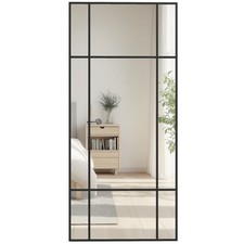 HOMCOM Window Style Vanity Mirror 110 x 50cm Hanging Wall Mirror Black