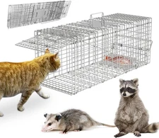 Live Animal Trap Cage, Large Humane Cat Trap Catch Release Animal Rodent Cage, C
