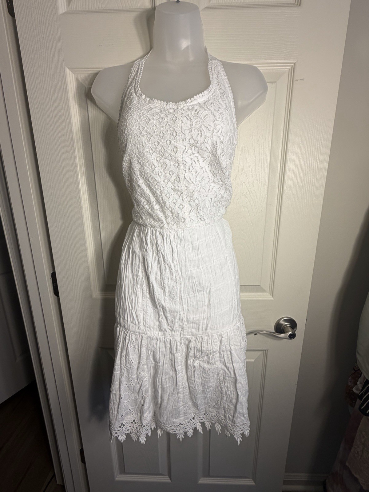 Young Threads Womens White Halter Boho Dress Size Medium