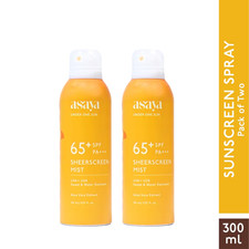 Asaya Sunscreen Spray For Face And Body SPF 65+ PA+++ Pack of 2 (300ml) 54.63 per litre