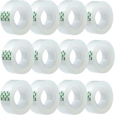 Clear Tape Refills Rolls for Dispenser, Transparent Tape, 12 Rolls, 1 inch Core,