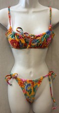 Vintage Xhilaration Size S/M Bright Floral String Bikini Set Swimsuit