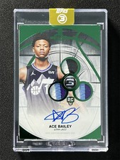 1/8 ≈1/1 ! 2025-26 Topps Three 3 Ace Bailey Green 3 Triple Patch Auto RC RPA