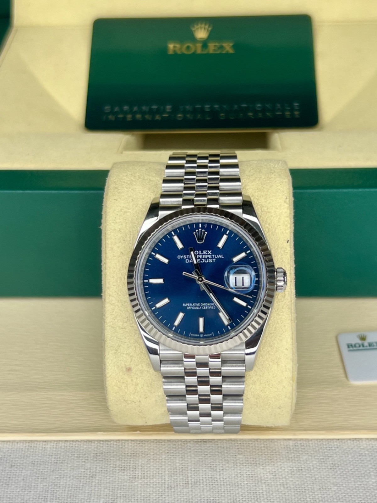 Rolex Datejust 36 Blue Dial Fluted Bezel Jubilee Bracelet 126234 2022 (Full Set)