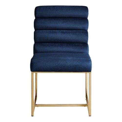 Posh Living Makynlee Velvet Armless Dining Chair Navy/Gold - Picture 1 of 8