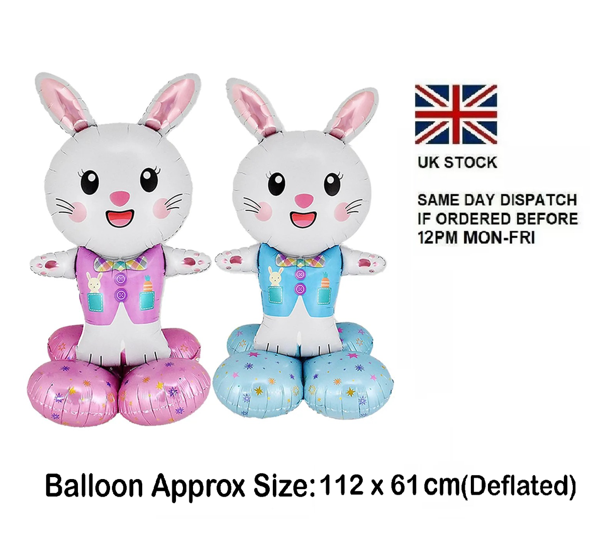 新品未開封 ANDWANG Ribbon Balloon CutoutDress Giant Easter 3D Self Standing Rabbit Balloon Pink Blue Super Shape