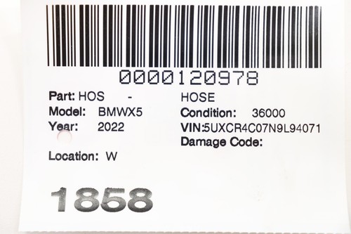 2019 - 2025 BMW X5 G05 A/C HVAC COOLANT RETURN HOSE LINE PIPE OEM 64219398803 - Foto 10 di 10