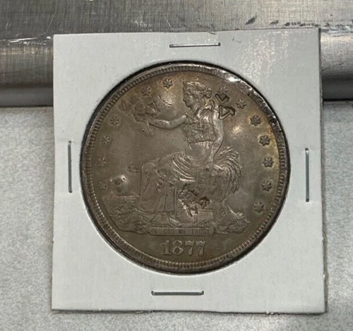 1877 P TRADE DOLLAR. RAW, UNCERTIFIED, CIRCULATED. BETTER GRADE. Chop Marks