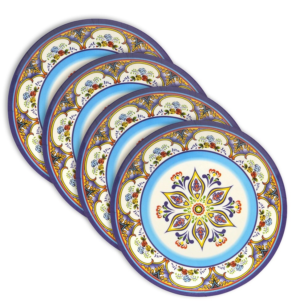 10 Inch Zanzibar Dinnerware Melamine Plates, Spanish Floral 